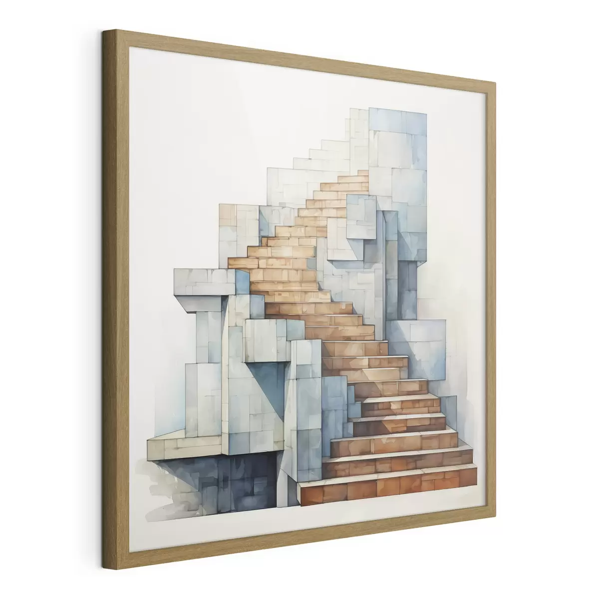 Poster Escaleras de piedra abstracto paisaje arquitectónico acuarela f40891