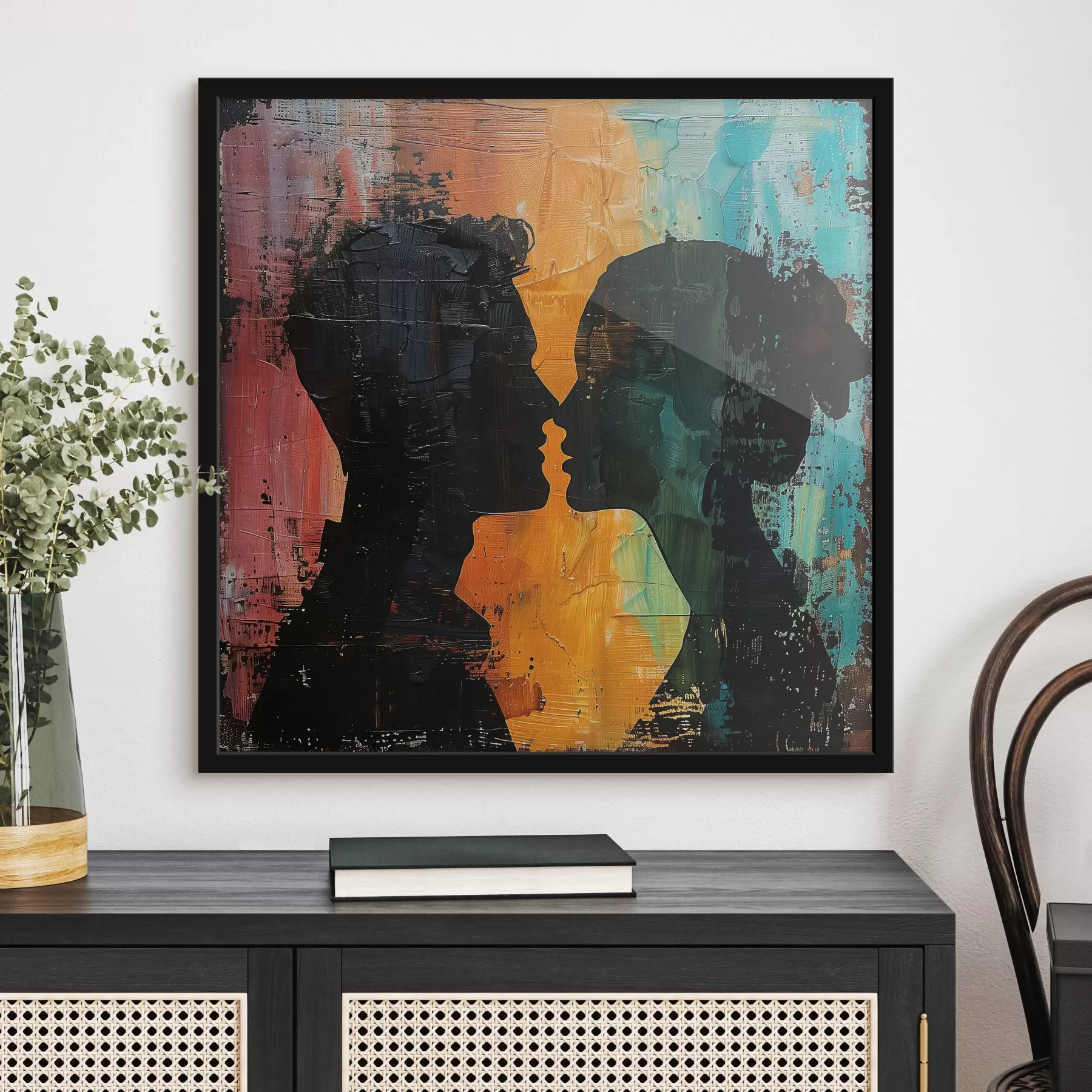 murales de pared Pintura al óleo silueta de pareja f40893