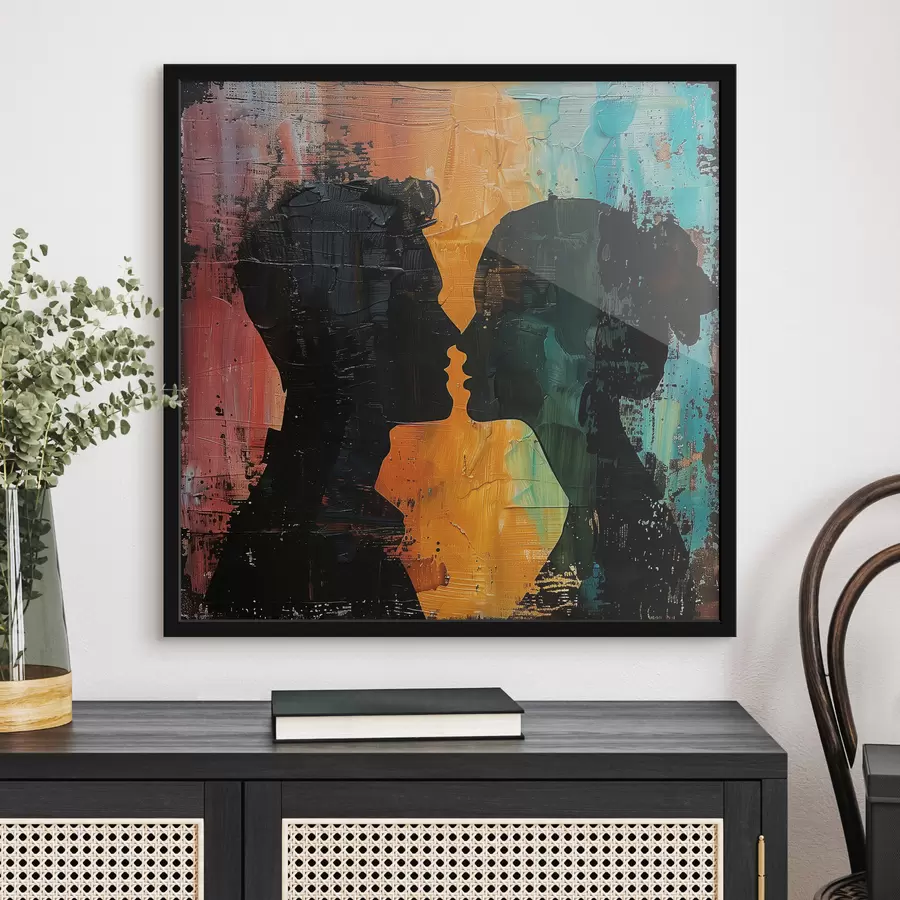 murales de pared Pintura al óleo silueta de pareja f40893