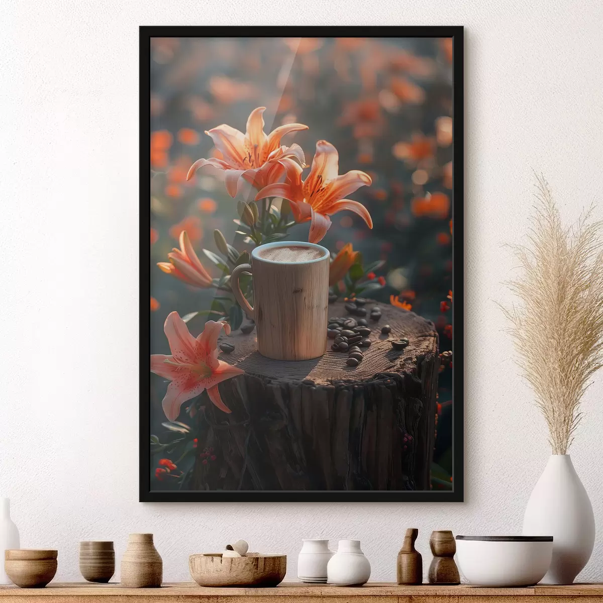 Poster Capuchino y lirios f40907