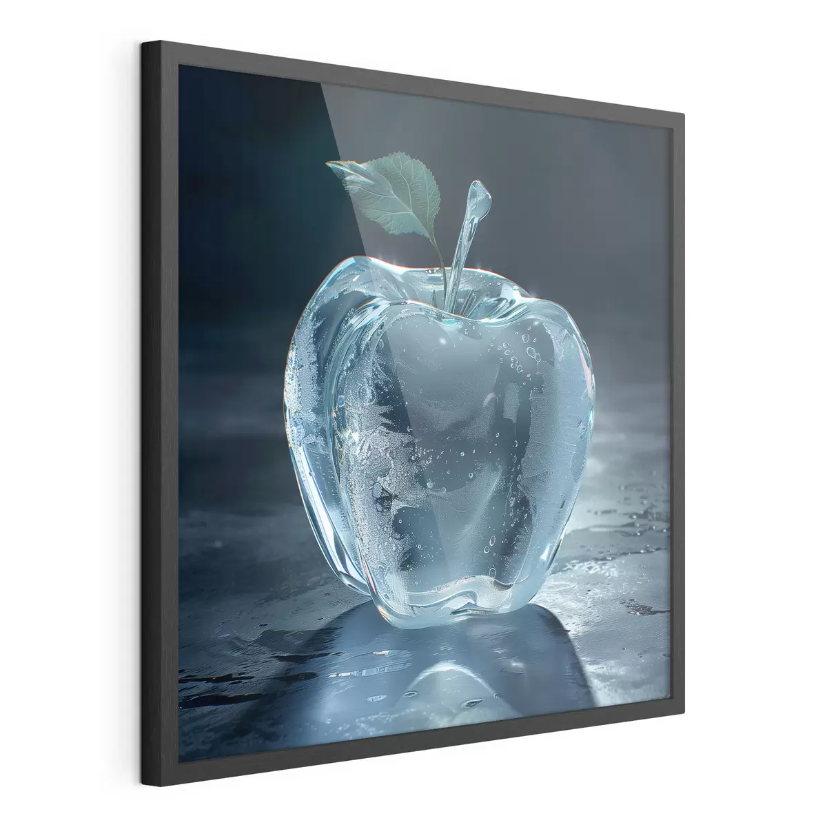 Poster Manzana de cristal sobre fondo oscuro f40912