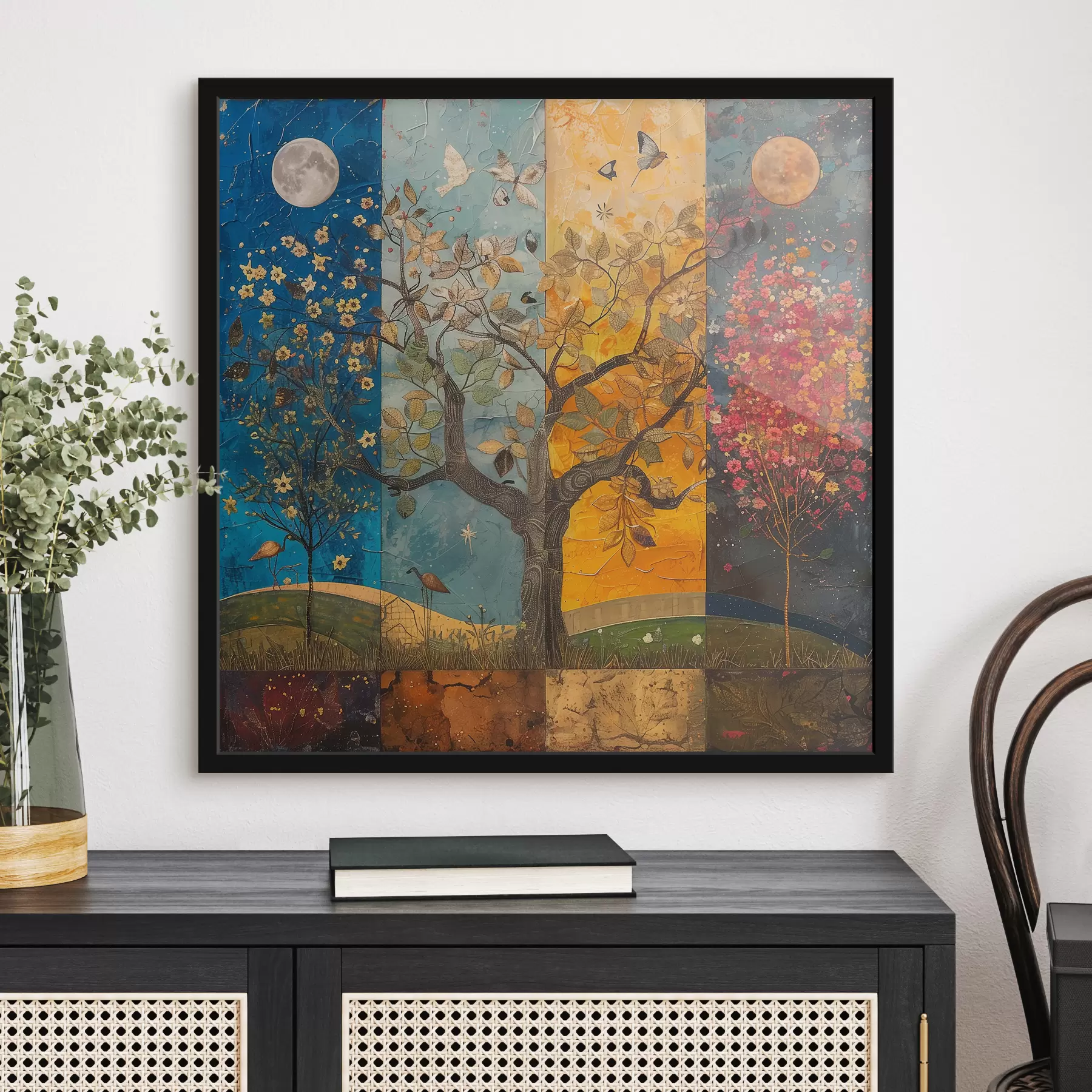 murales de pared Acuarela collage estaciones f40921