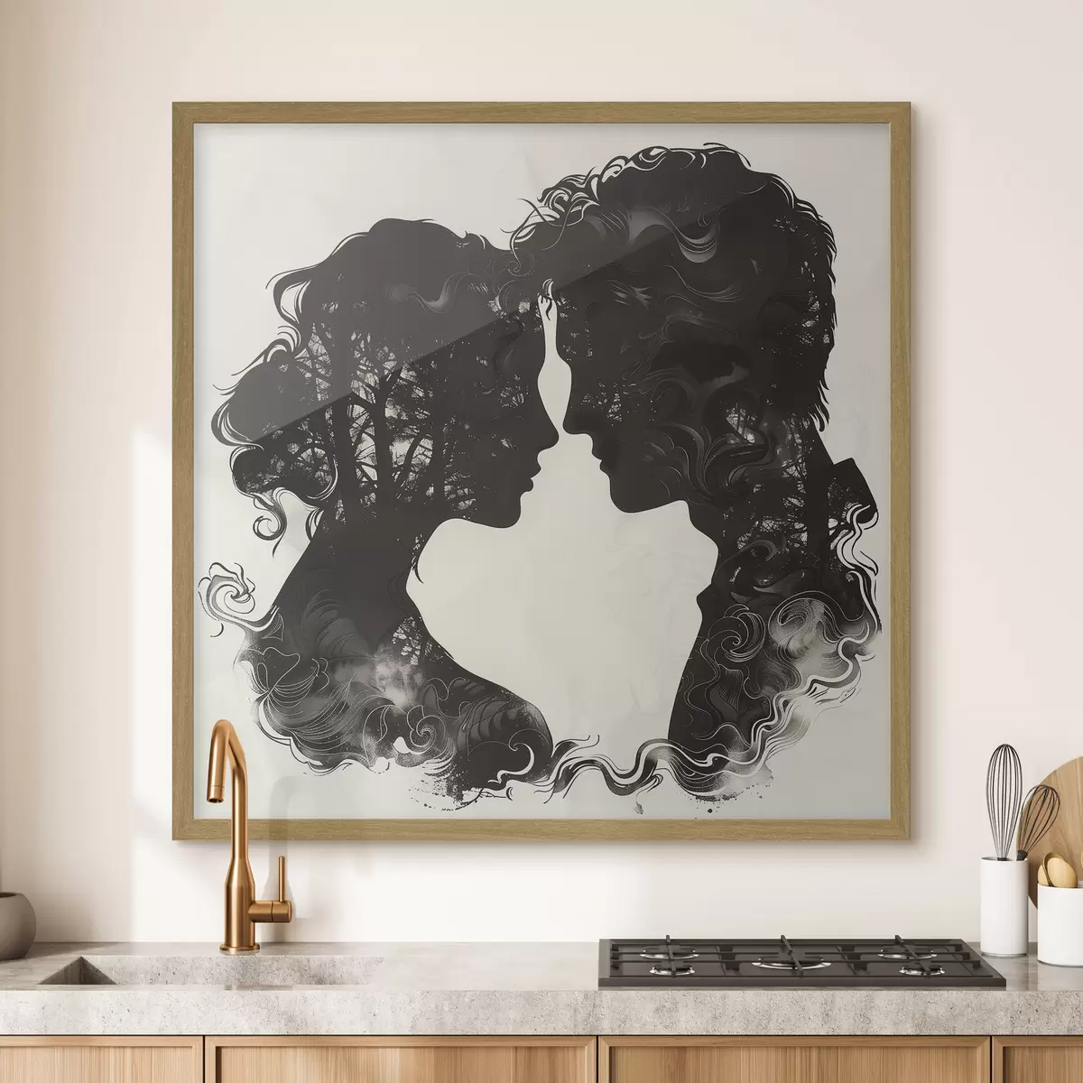 Poster Siluetas de una pareja de enamorados f40939