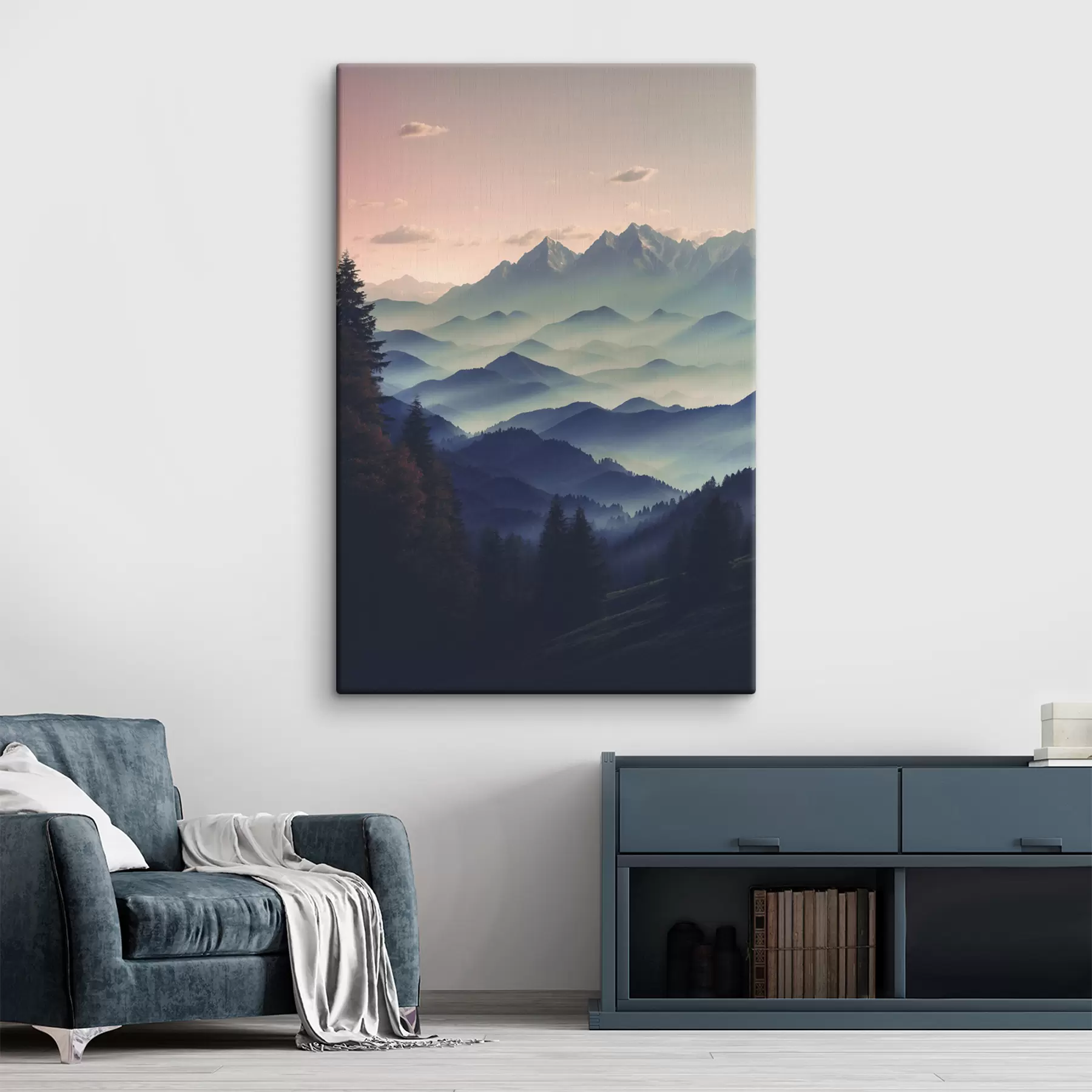 murales de pared Vista de la montaña con niebla s40851