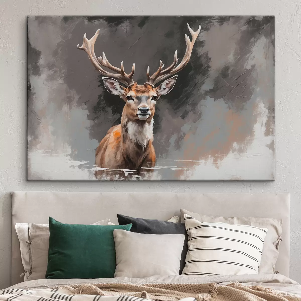 murales de pared Ciervo sobre fondo gris-negro s40865