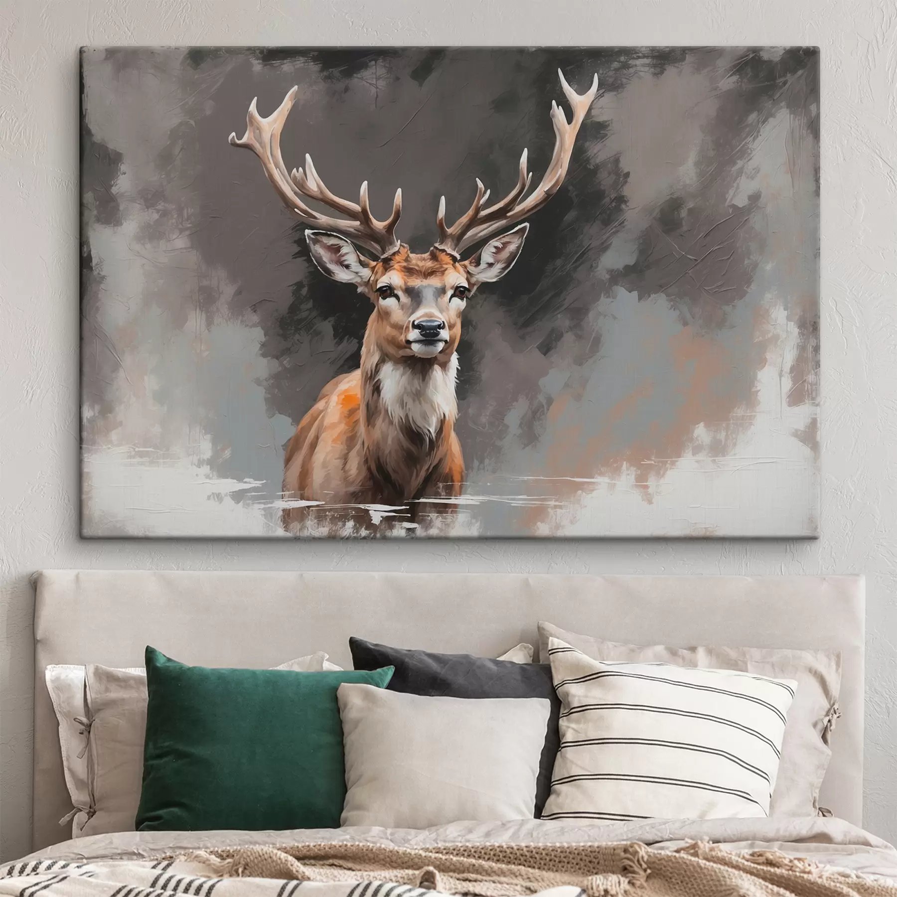 murales de pared Ciervo sobre fondo gris-negro s40865