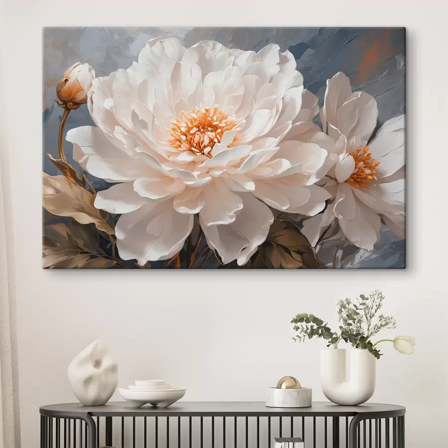 murales de pared Flores blancas sobre fondo gris s40868