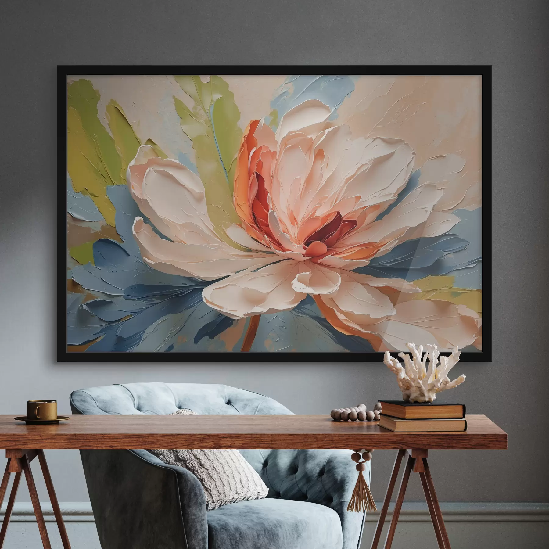 murales de pared Flor abstracta al óleo f40856