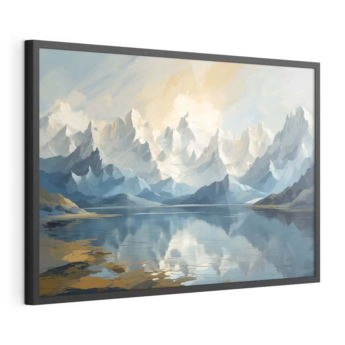 Poster Lago y montañas nevadas f40861