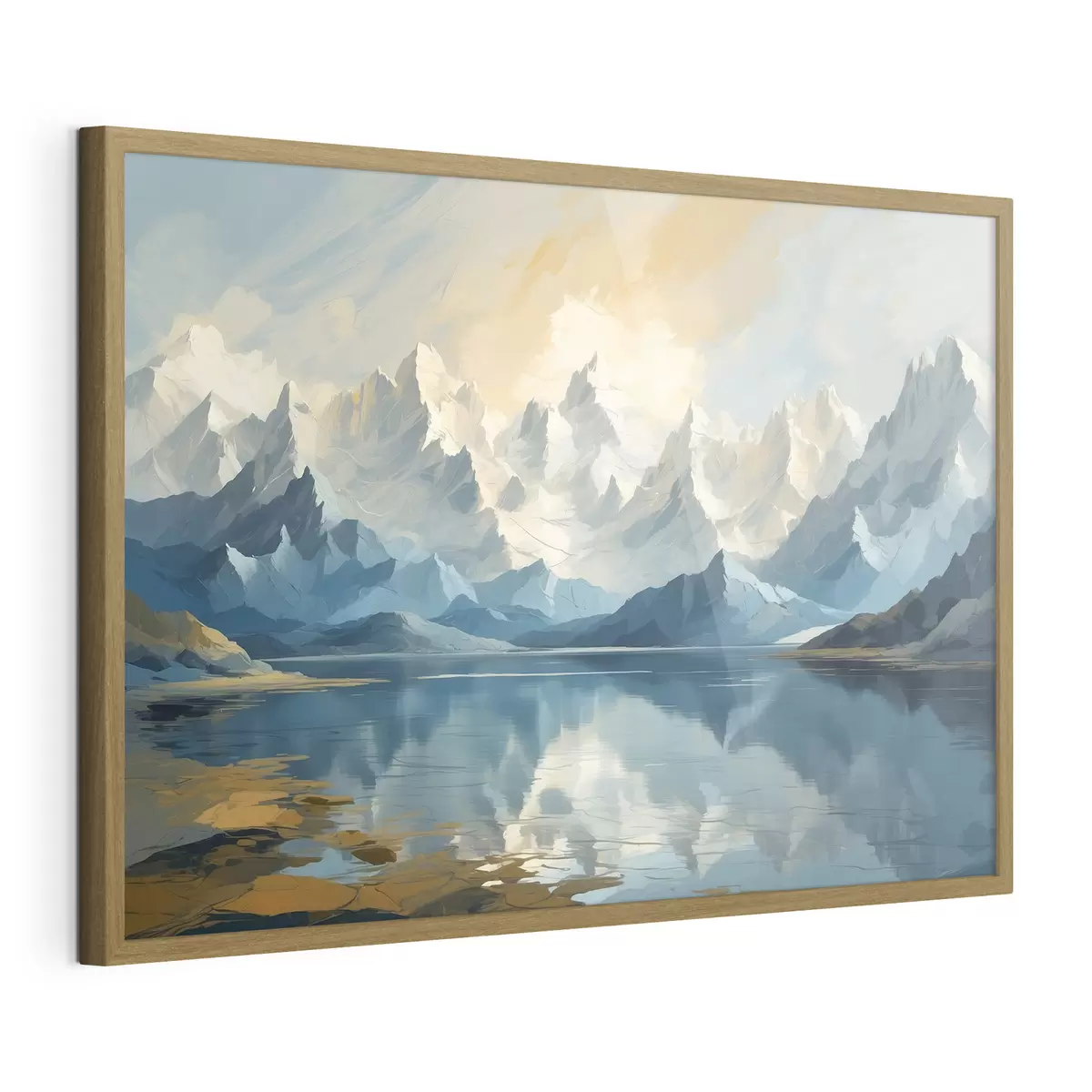 Poster Lago y montañas nevadas f40861