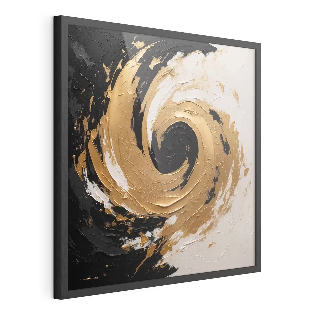 Poster Pintura al óleo abstracta con remolino negro y amarillo f40864