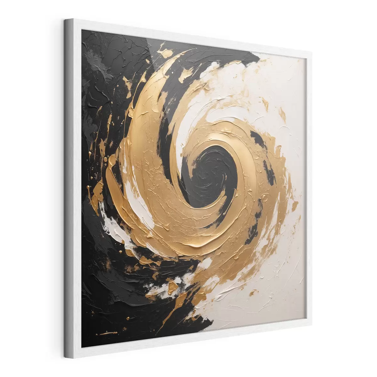 Poster Pintura al óleo abstracta con remolino negro y amarillo f40864