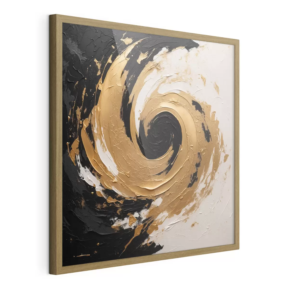 Poster Pintura al óleo abstracta con remolino negro y amarillo f40864