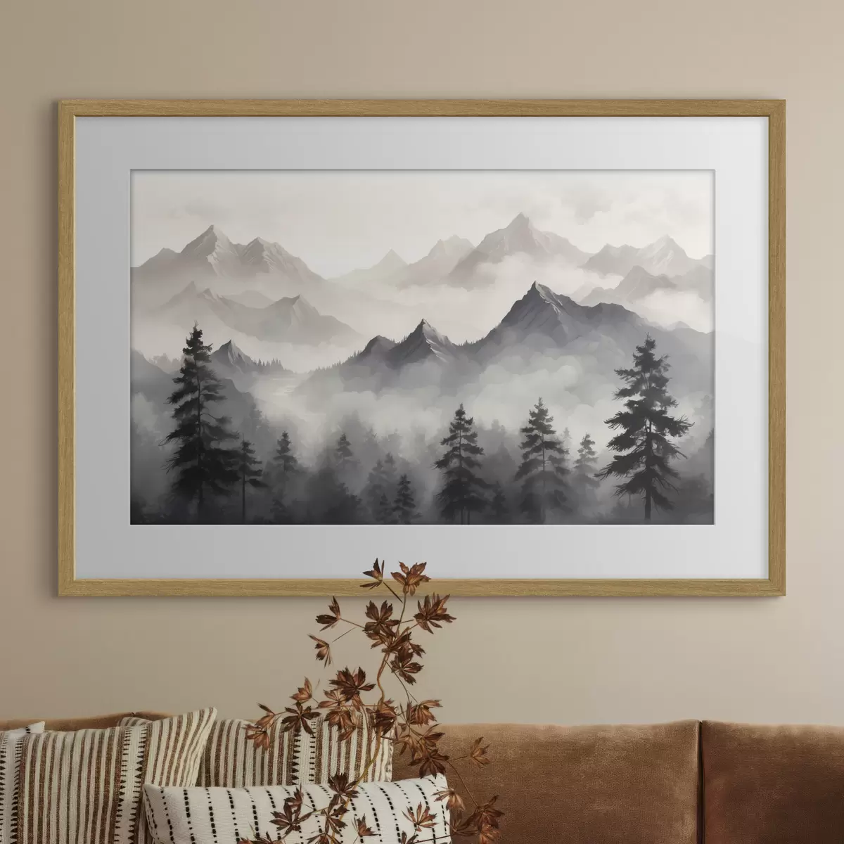Poster Pinos en la niebla de montaña f40866