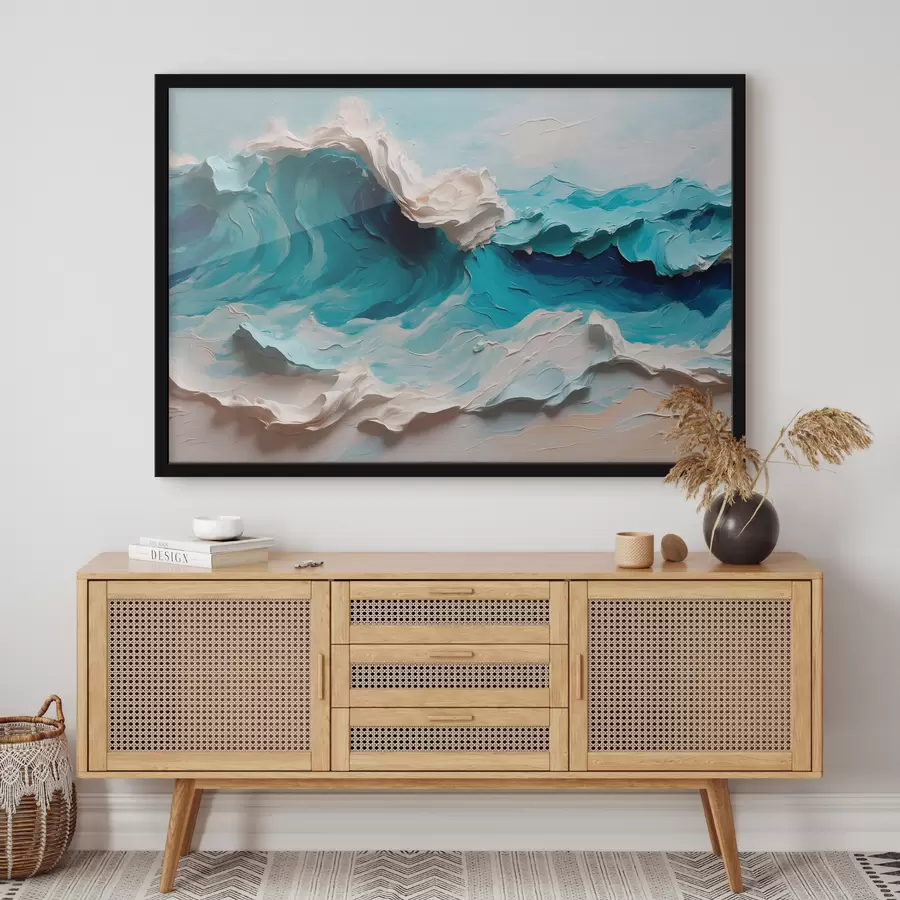murales de pared Onda marina abstracta en aceite f40867