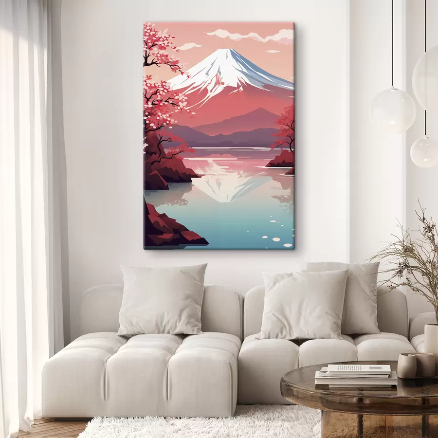 murales de pared Montaña Fuji, lago, cerezos, Japón s40955