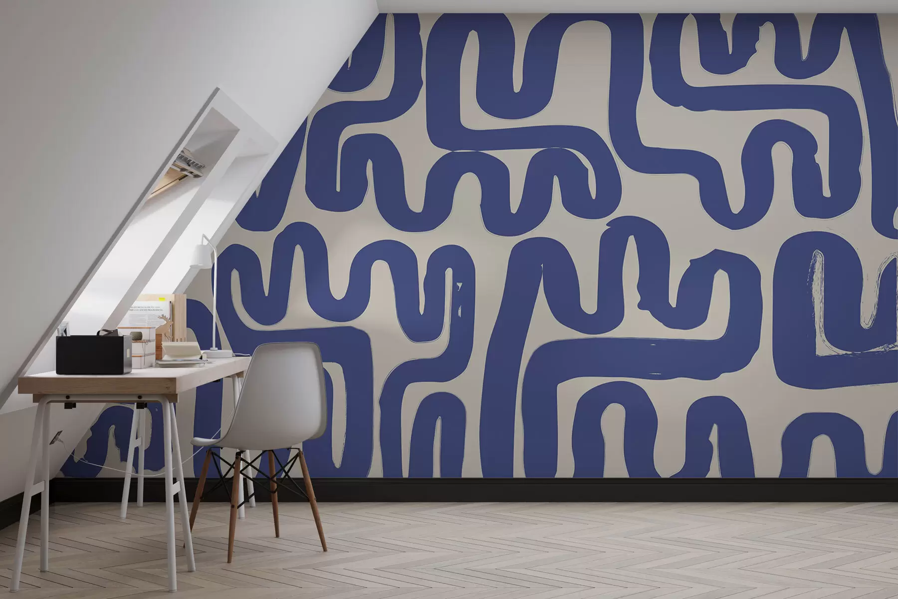 murales de pared Líneas de bobinado azules w01686