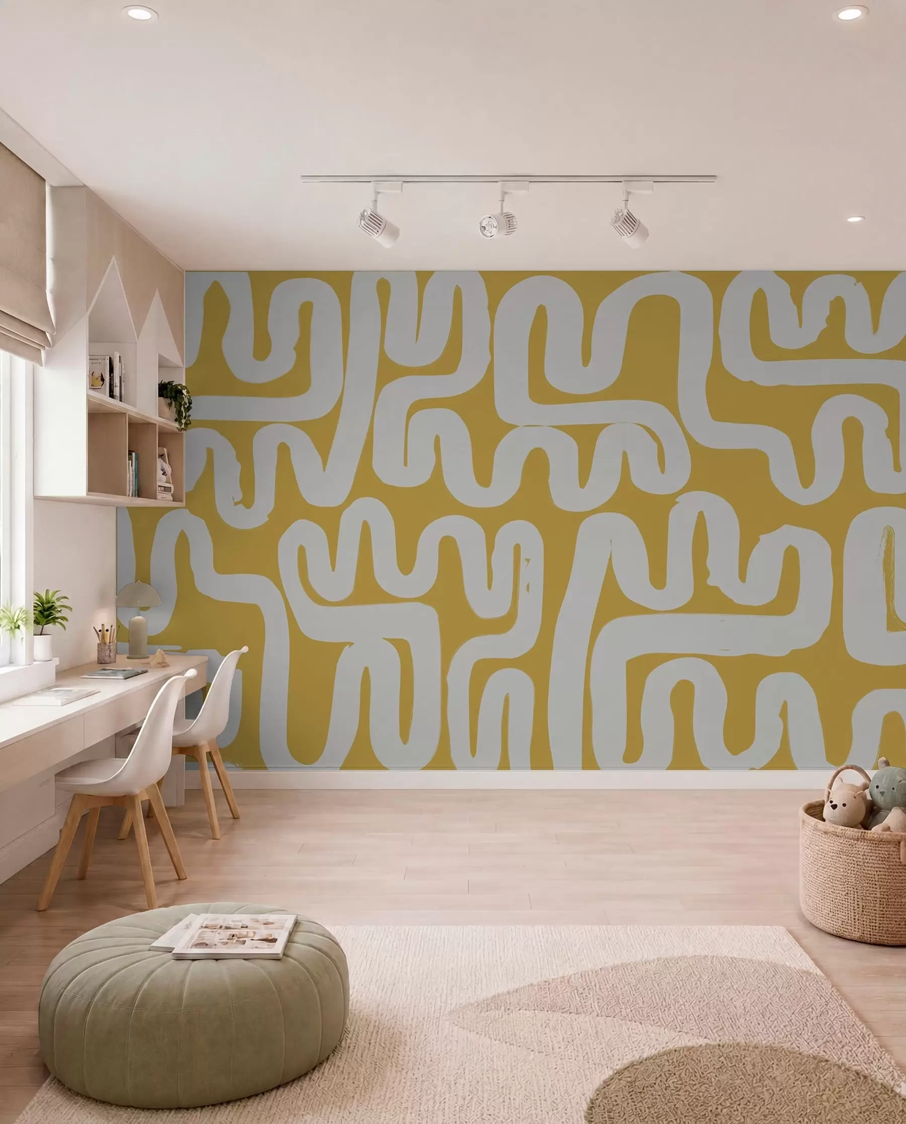 murales de pared Líneas sinuosas en ocre w01686v1