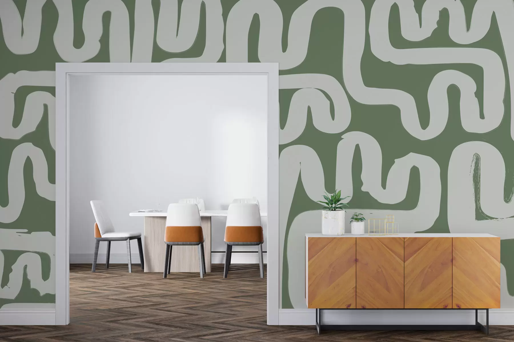 murales de pared Líneas verdes de bobinado w01686v3