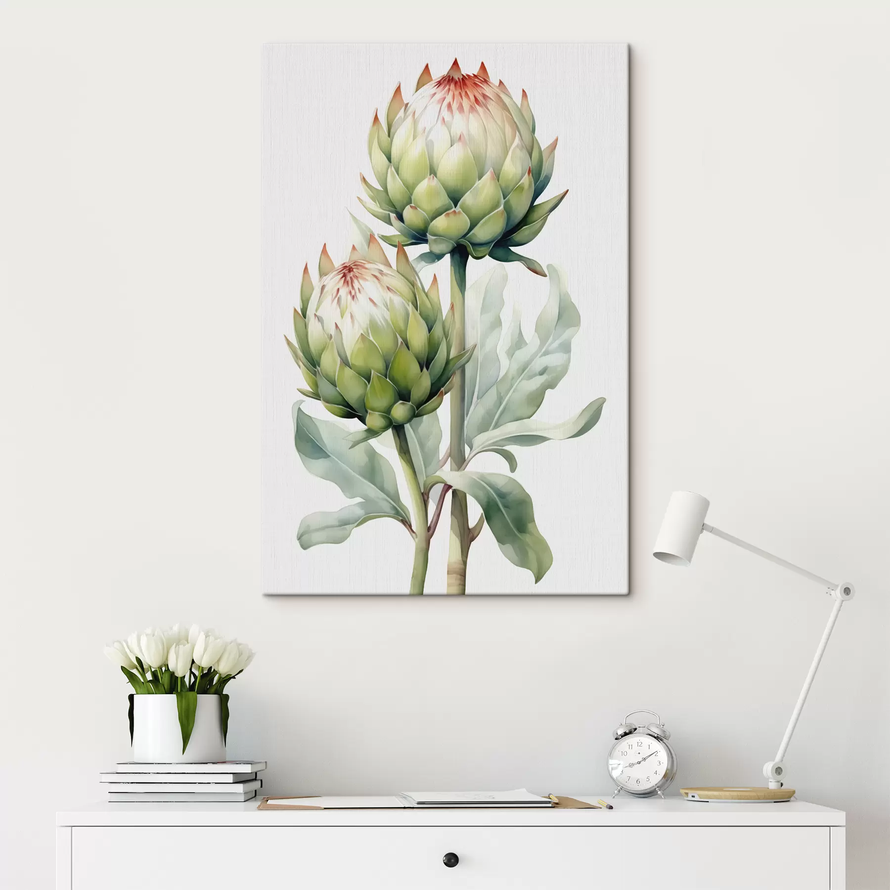 murales de pared Acuarela de rama de alcachofa s41008