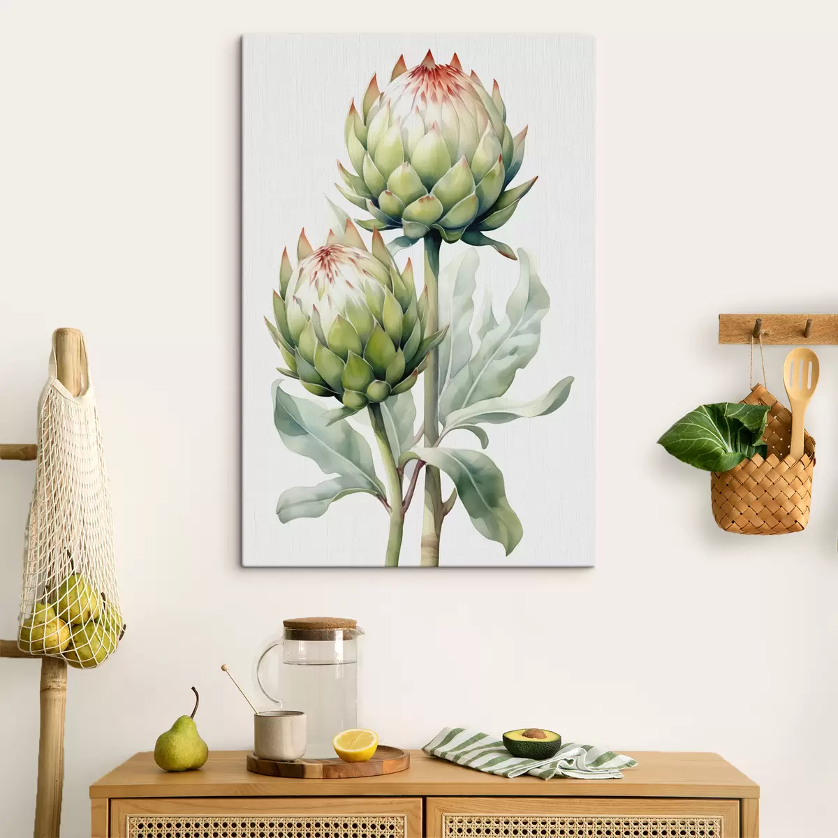 murales de pared Acuarela de rama de alcachofa s41008