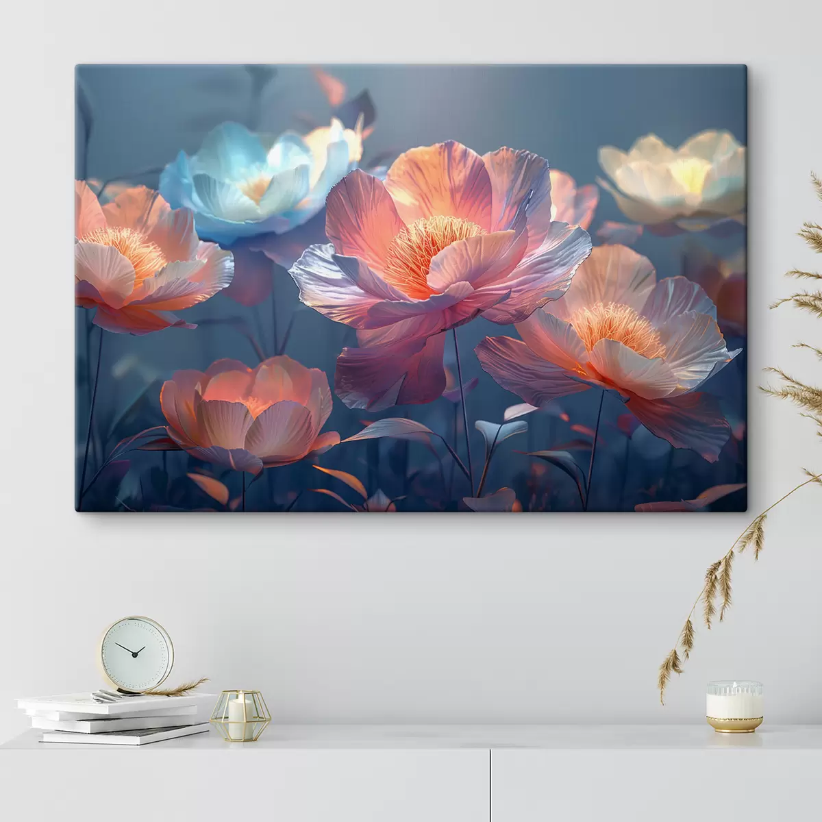 murales de pared Amapolas mágicas con un tinte azul  s40958