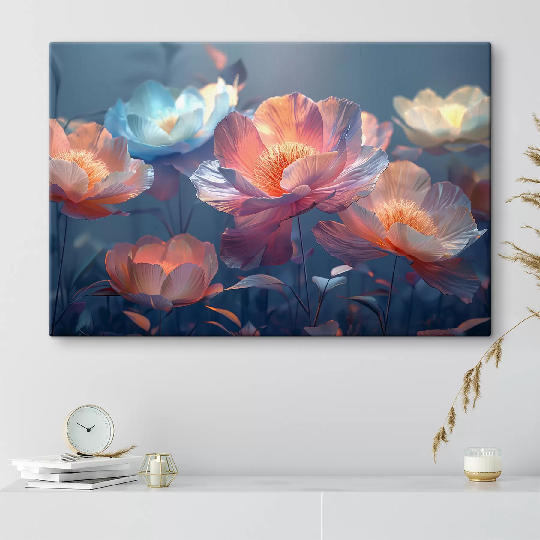 murales de pared Amapolas mágicas con un tinte azul  s40958