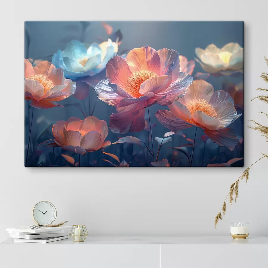 murales de pared Amapolas mágicas con un tinte azul  s40958