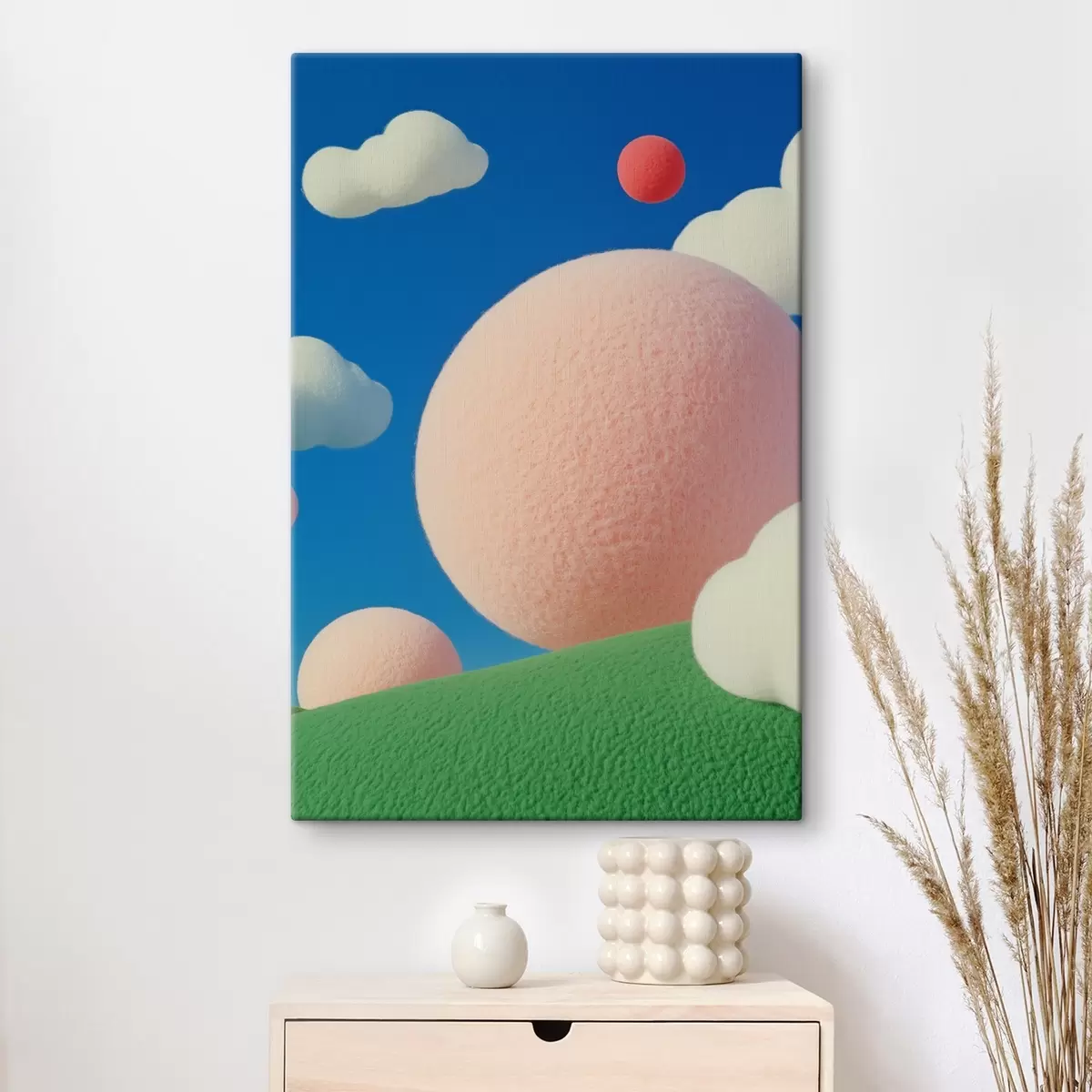 murales de pared Abstracción de fieltro de colores con globos y nubes s40971