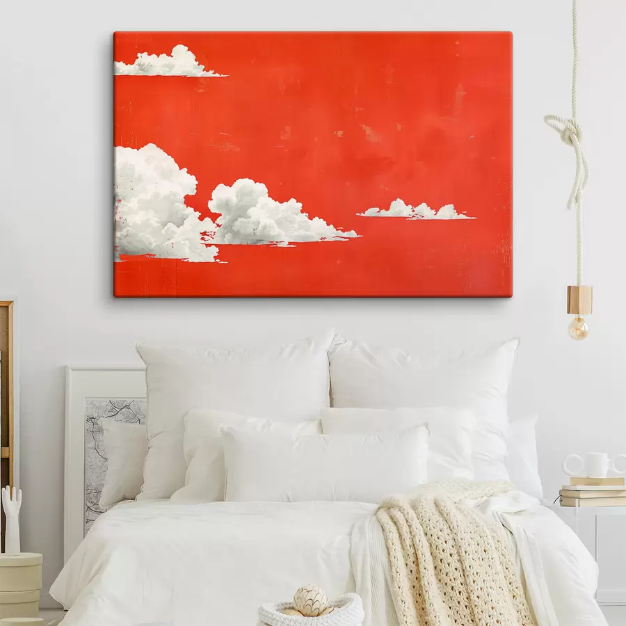 murales de pared Cielo rojo con nubes blancas s40974