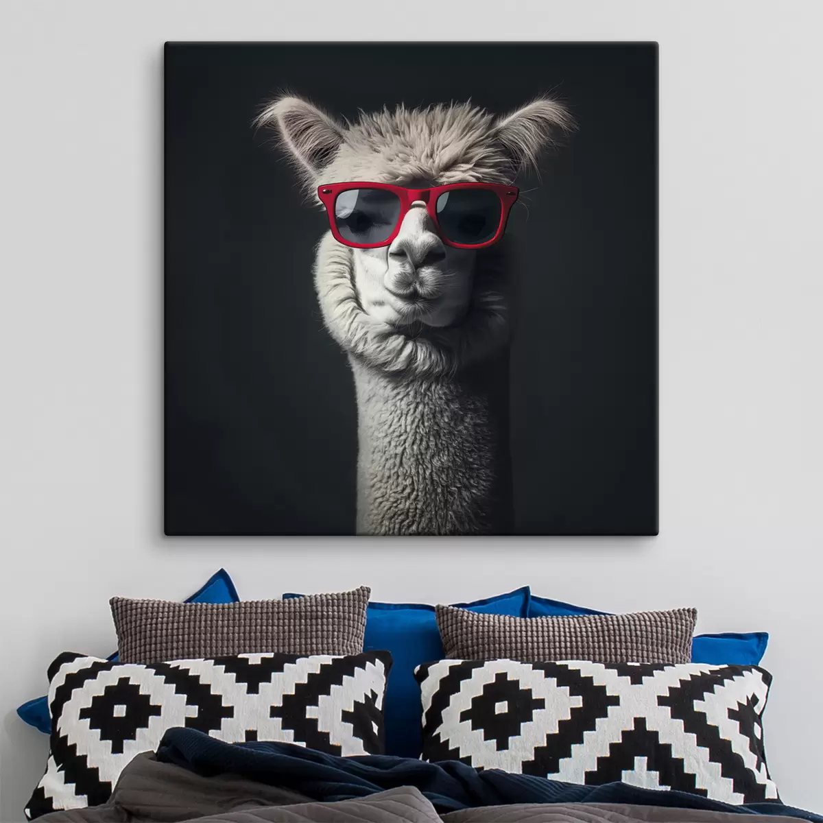 murales de pared Llama gris con gafas rojas s40996