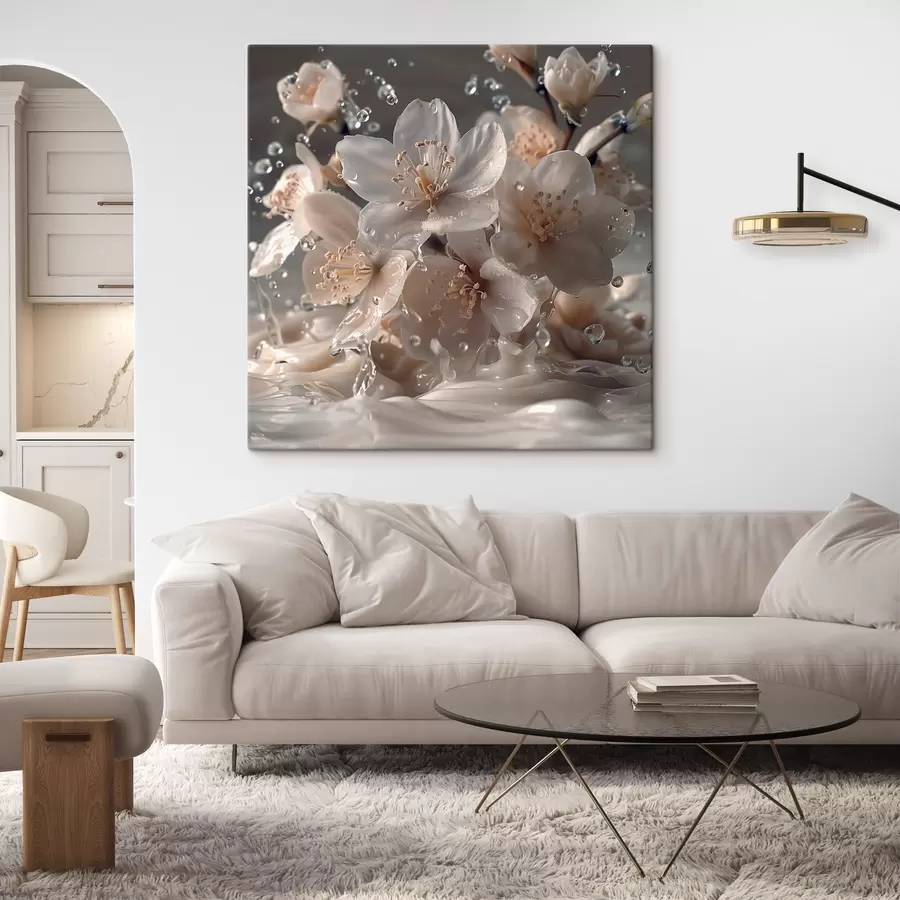 murales de pared Flores de jazmín en un torbellino de gotas s41003