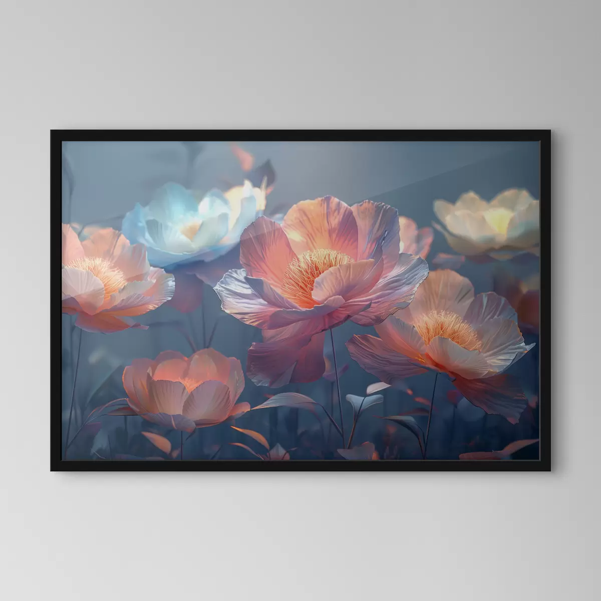 Poster Amapolas mágicas con un tinte azul f40958