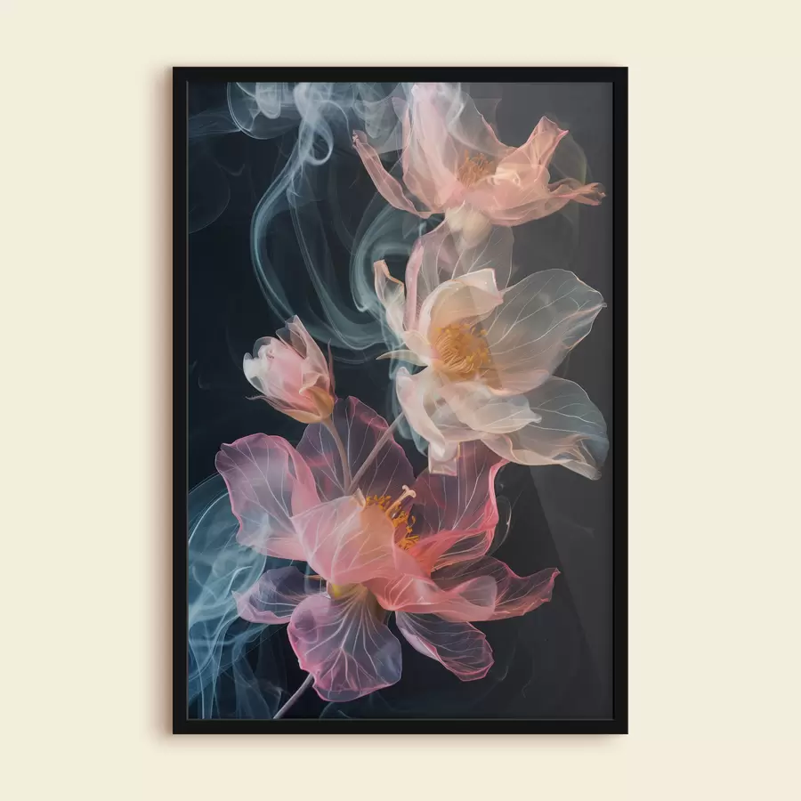 murales de pared Flores delicadas y aéreas rodeadas de humo f40967