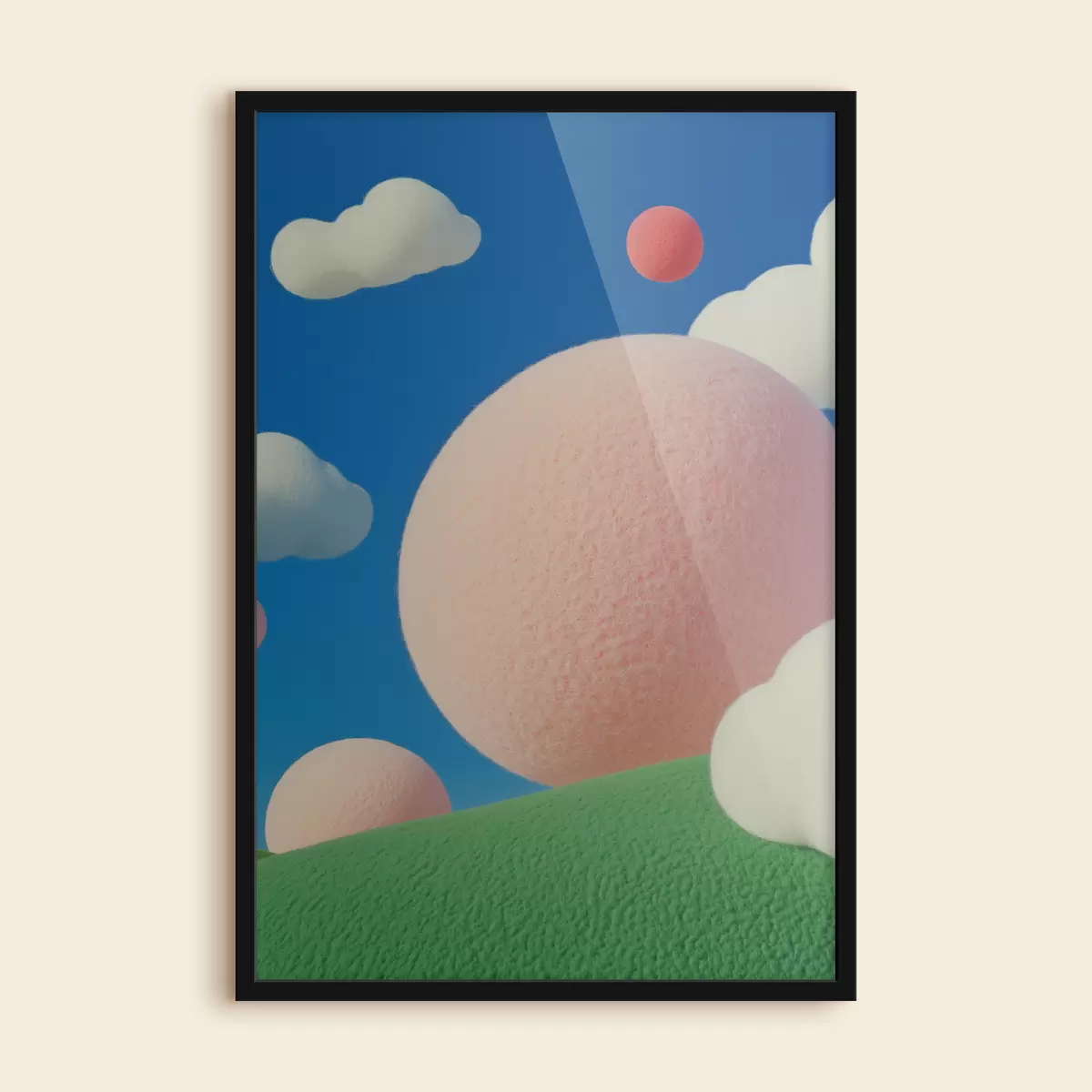 Poster Abstracción de fieltro de colores con globos y nubes f40971