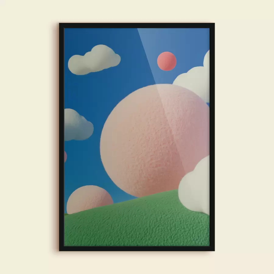 murales de pared Abstracción de fieltro de colores con globos y nubes f40971