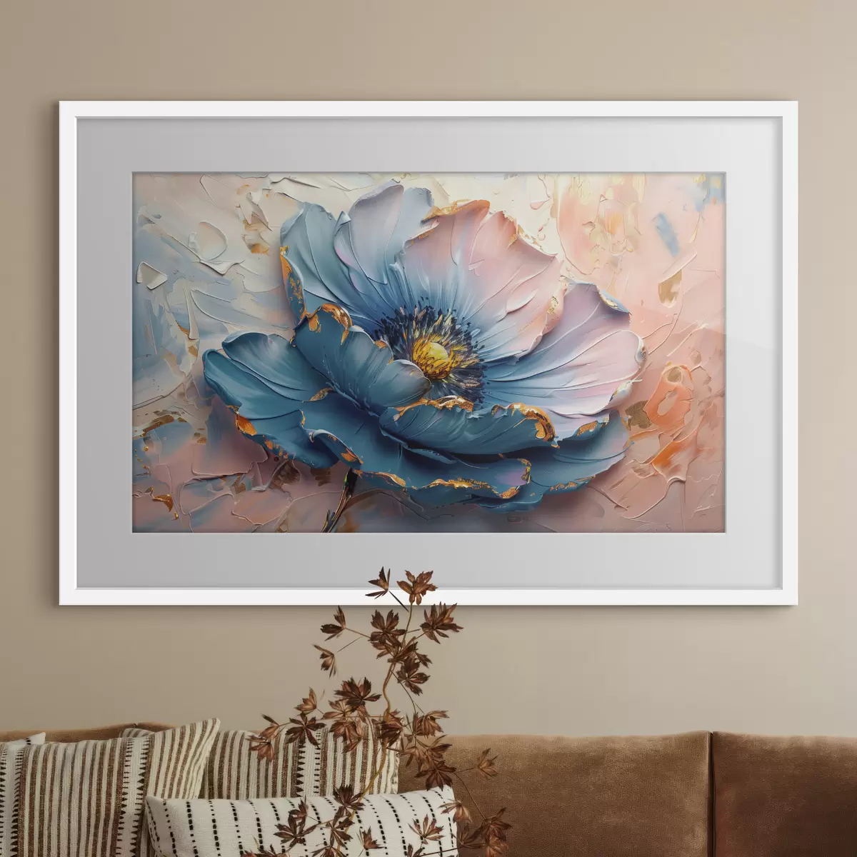 Poster Una gran flor de delicados colores, audaces pinceladas al óleo f40991
