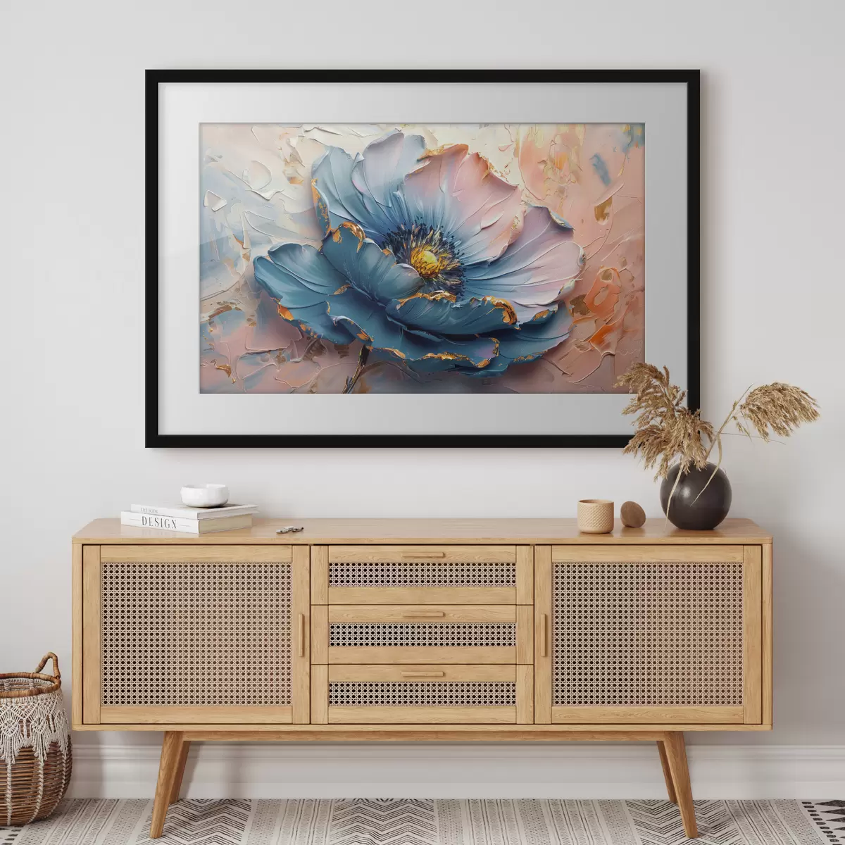 Poster Una gran flor de delicados colores, audaces pinceladas al óleo f40991