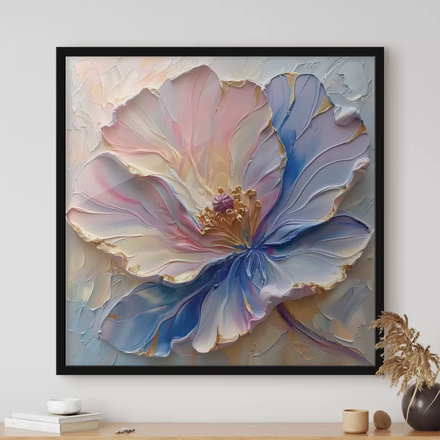 murales de pared Una gran flor en suaves tonos rosas y azules f41006