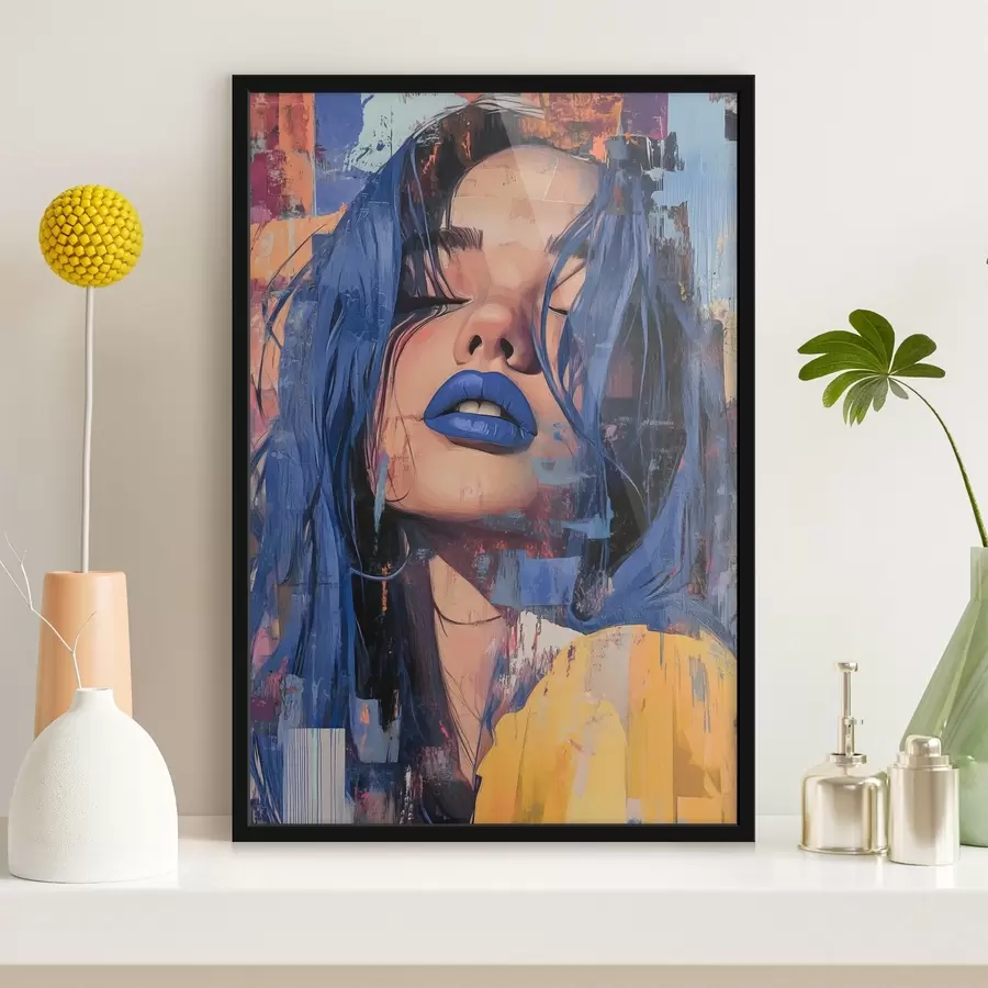 murales de pared Chica con labios azules f41157