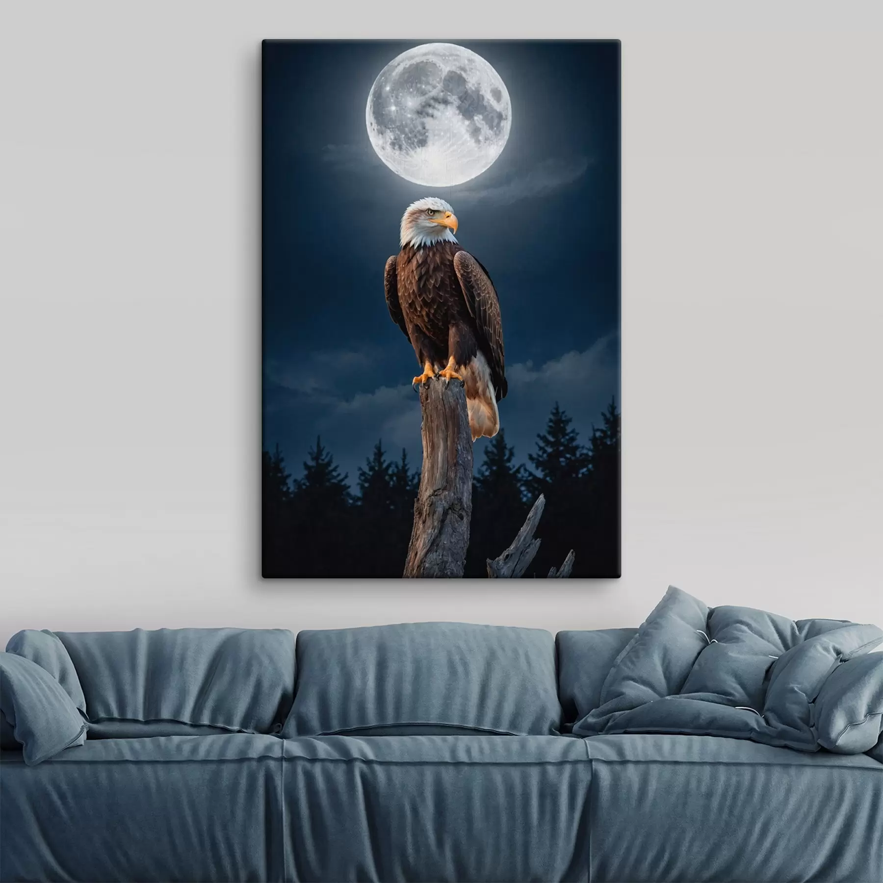 murales de pared Águila sobre fondo lunar s41043