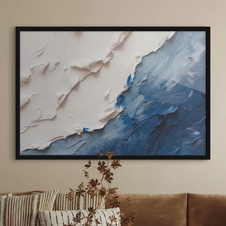 murales de pared Abstracción con colores de óleo blanco y azul. f41025