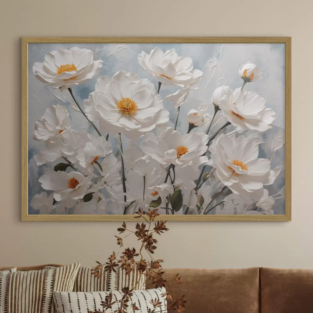 Poster Flores blancas, día azul f41041