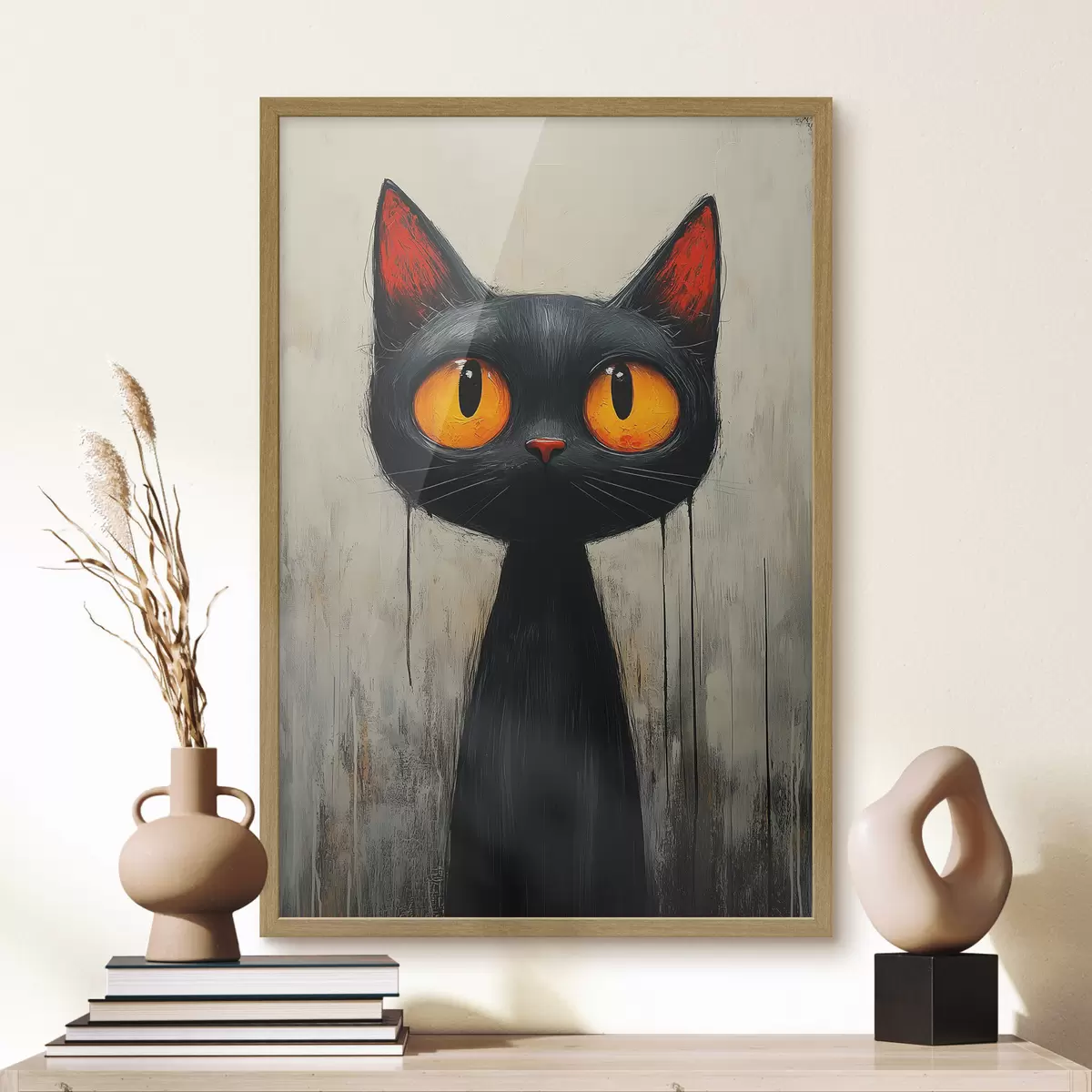 Poster Gato negro de acuarela con ojos amarillos f41120
