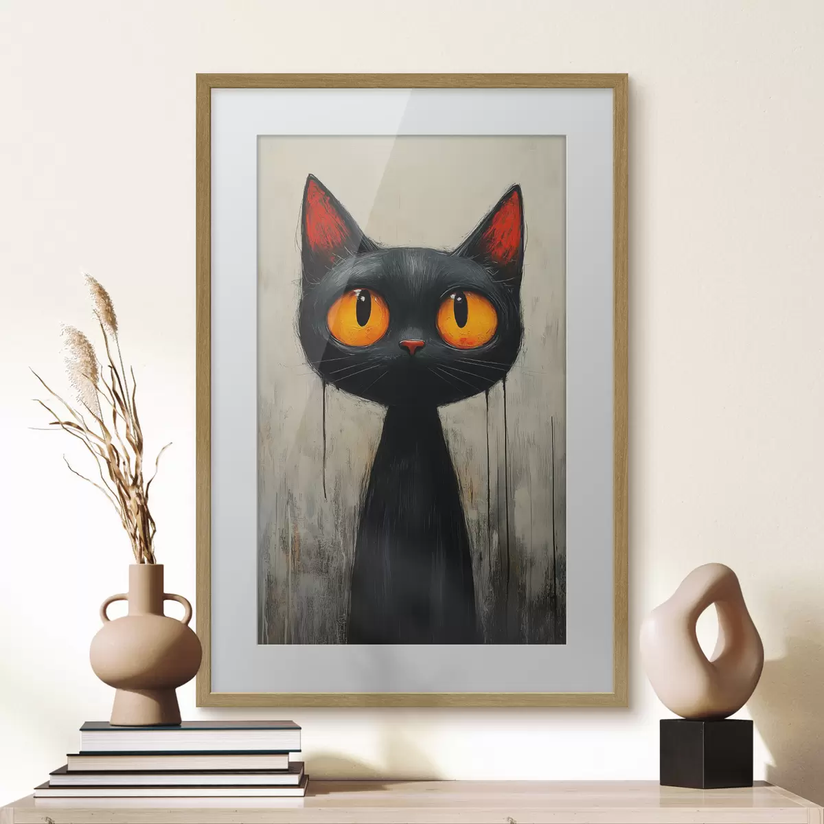 Poster Gato negro de acuarela con ojos amarillos f41120