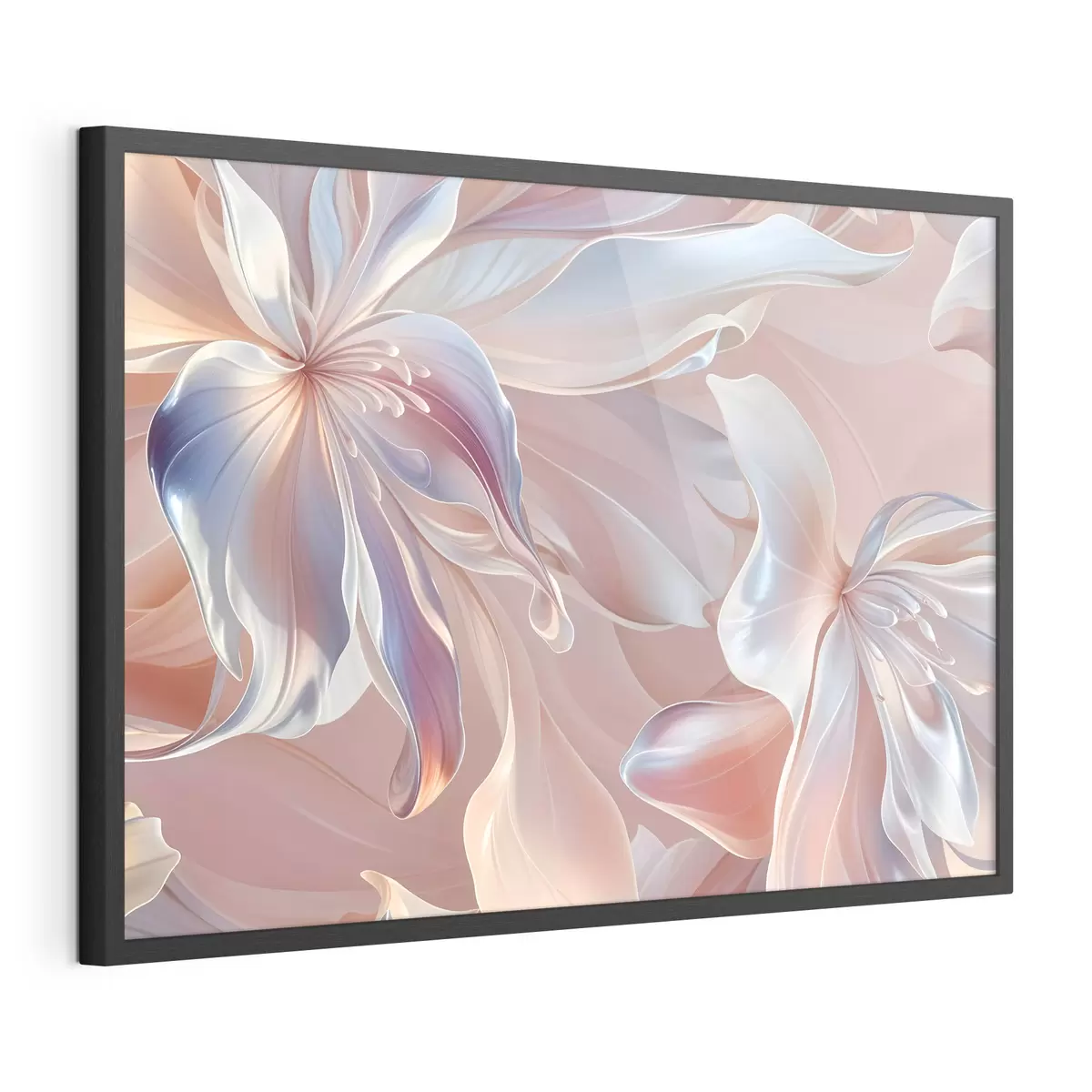 Poster Delicados pétalos de flores de colores pastel con formas y texturas fluidas, que crean una composición floral abstracta f41098