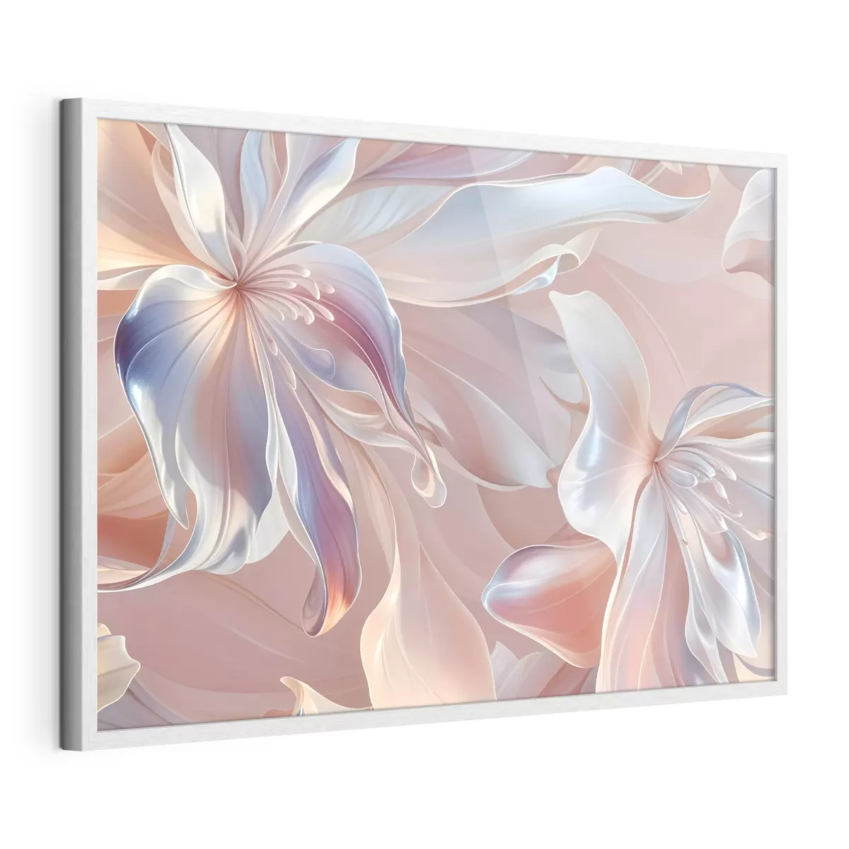 Poster Delicados pétalos de flores de colores pastel con formas y texturas fluidas, que crean una composición floral abstracta f41098