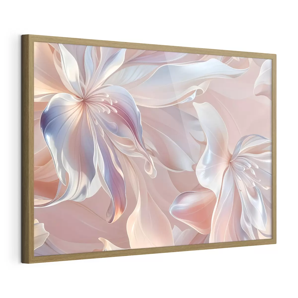 Poster Delicados pétalos de flores de colores pastel con formas y texturas fluidas, que crean una composición floral abstracta f41098