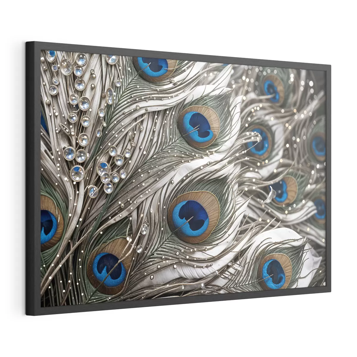 Poster Vibrantes plumas de pavo real con intrincados dibujos y llamativos motivos azules f41103