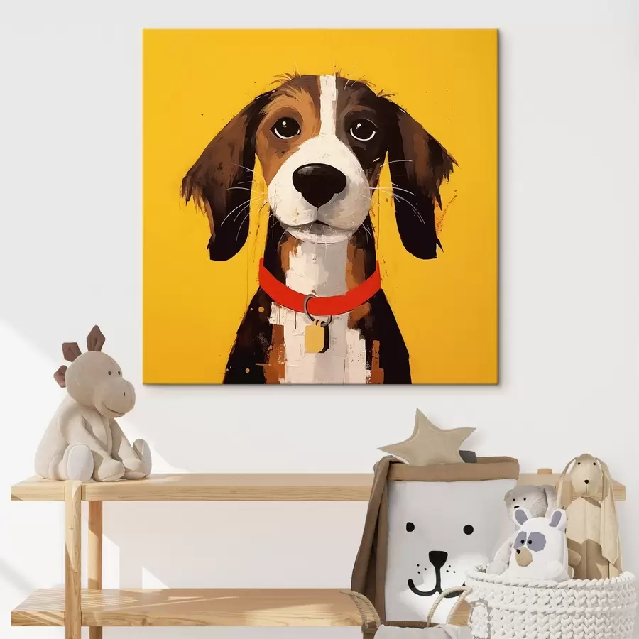 murales de pared Retrato de un perro sobre fondo amarillo s41232